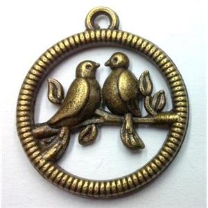 Tibetan silver bird pendant, non-nickel, bronze, approx 21x24mm [LH2404]