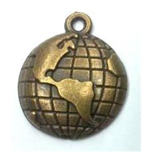 tibetan silver earth pendant non-nickel, bronze, approx 15x19mm [LH2428]