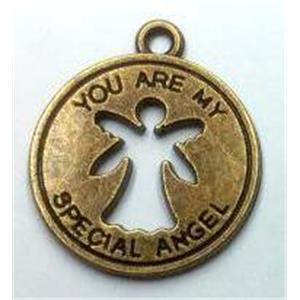 special angel, tibetan silver pendant non-nickel, bronze, approx 19x22mm [LH2443]