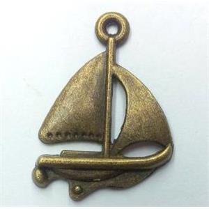 tibetan silver sailboat pendant non-nickel, bronze, approx 17x24mm [LH2473]