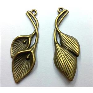 tibetan silver pendant non-nickel, bronze, approx 14x39mm [LH2543]