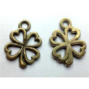 tibetan silver clover pendant non-nickel, bronze, approx 12x17mm [LH2546]