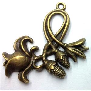 tibetan silver flower pendant non-nickel, bronze, approx 34x38mm [LH2556]