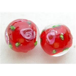 Round Lampwork Beads, 12mm diameter [LWB-RD-12MM-RED02]