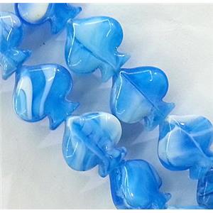 Plated Lampwork glass bead, heart. aqua, approx 17x17mm [LWBCH100]