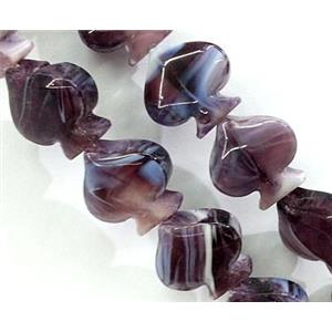 Plated Lampwork glass bead, heart, purple, approx 17x17mm [LWBCH101]