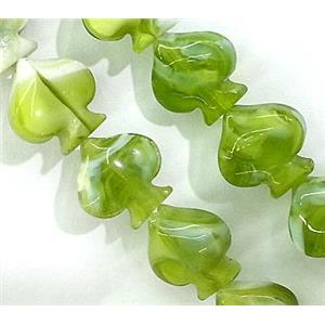 plated Lampwork glass bead, heart, olive, approx 17x17mm [LWBCH104]