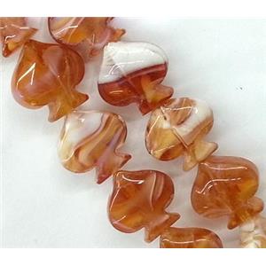Plated Lampwork glass bead, heart, red, approx 17x17mm [LWBCH105]