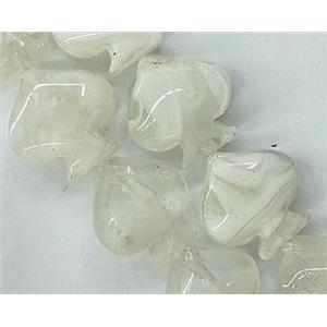 Plated Lampwork glass bead, heart, white, approx 17x17mm [LWBCH106]