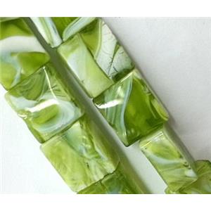 Plated Lampwork glass bead, rectangle, approx 14x16mm [LWBCH120]