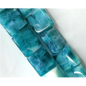 Plated Lampwork glass bead, rectangle, approx 14x16mm [LWBCH121]