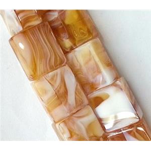 Plated Lampwork glass bead, rectangle, approx 14x16mm [LWBCH123]
