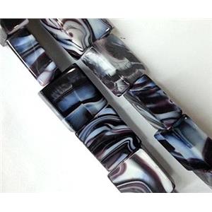 Plated Lampwork glass bead, rectangle, approx 14x16mm [LWBCH125]
