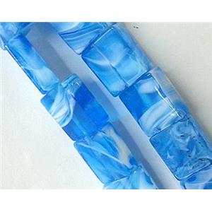 Plated Lampwork glass bead, rectangle, approx 14x16mm [LWBCH126]