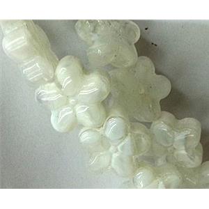 Plated lampwork glass bead, star, white, approx 15mm dia [LWBCH128]