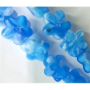 Plated lampwork glass bead, star, approx 15mm dia [LWBCH129]