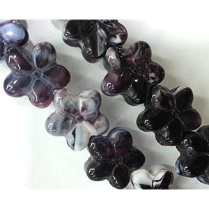 Plated lampwork glass bead, star, approx 15mm dia [LWBCH130]