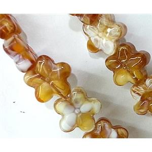 Plated lampwork glass bead, star, approx 15mm dia [LWBCH131]