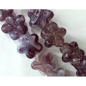 Plated lampwork glass bead, star, approx 15mm dia [LWBCH132]