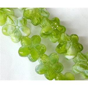 Plated lampwork glass bead, star, approx 15mm dia [LWBCH136]