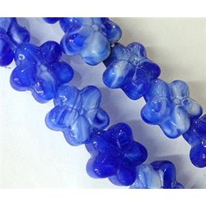 Plated lampwork glass bead, star, approx 15mm dia [LWBCH137]