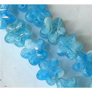 Plated lampwork glass bead, star, approx 15mm dia [LWBCH138]