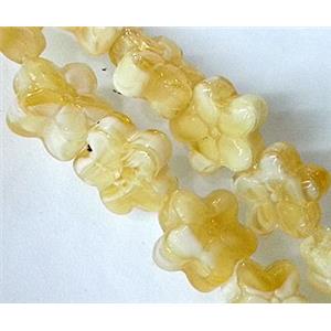 Plated lampwork glass bead, star, approx 15mm dia [LWBCH139]