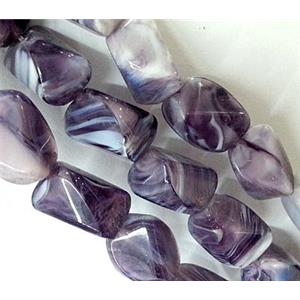 Plated lampwork glass bead, erose, approx 13x17mm [LWBCH143]