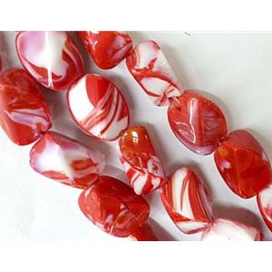 Plated lampwork glass bead, erose, approx 13x17mm [LWBCH145]