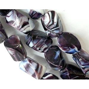 Plated lampwork glass bead, erose, approx 13x17mm [LWBCH146]