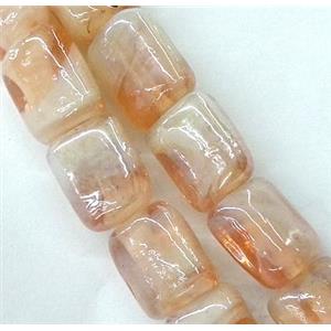 Plated lampwork glass bead, approx 12x16mm [LWBCH151]