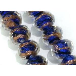 Lampwork glass bead, faceted wheel, blue, approx 9x12mm [LWBCH155]