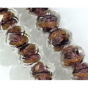 lampwork glass bead, faceted wheel, purple, approx 9x12mm [LWBCH156]