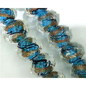 lampwork glass bead, faceted wheel, approx 9x12mm [LWBCH157]