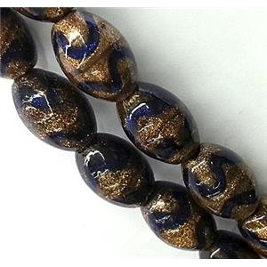 lampwork glass bead, rice-shape, approx 11x16mm [LWBCH164]