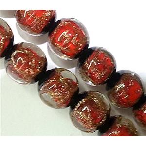 lampwork glass bead, round, red, 12mm dia [LWBCH168]