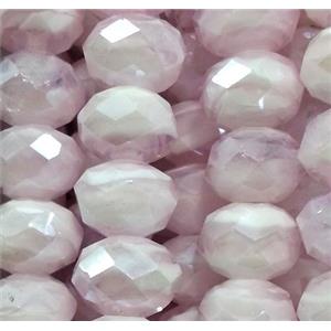 lampwork beads, faceted rondelle, pink, approx 12mm dia [LWBCH214]