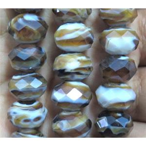 lampwork bead, faceted rondelle, coffee, approx 12mm dia [LWBCH215]