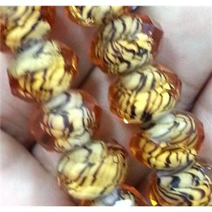 lampwork beads, faceted rondelle, yellow, approx 12mm dia [LWBCH226]