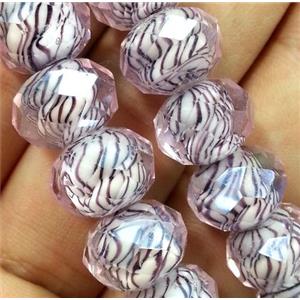 pink lampwork beads, faceted rondelle, approx 12mm dia [LWBCH227]
