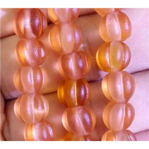 matte lampwork bead, pumpkin, approx 20mm dia [LWBCH246-20MM]