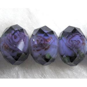 Lampwork Glass bead, faceted wheel, flower, lavender, 8x10mm [LWBCH39C11-10MM]