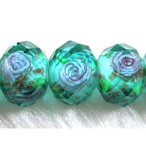 Lampwork Glass bead, faceted wheel, flower,, 8x10mm [LWBCH39C12-10MM]