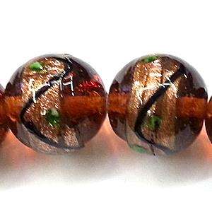 glass lampwork beads with goldsand, round, coffee, 20mm dia [LWBCH41C06-20MM]