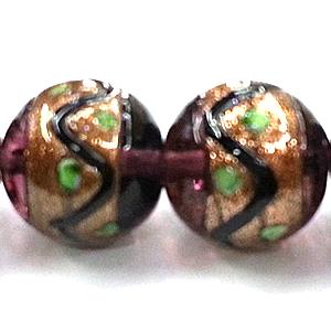 glass lampwork beads with goldsand, round, purple, 14mm dia [LWBCH41C07-14MM]