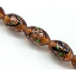 glass lampwork beads with goldsand, barrel, coffee, 11x16mm [LWBCH43C04]