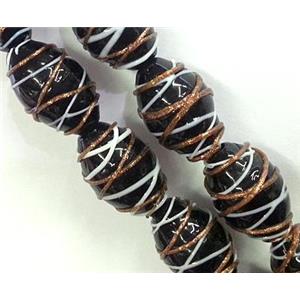 Lampwork Glass bead, flat round, 15x23mm [LWBCH52]