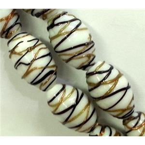 Lampwork Glass bead with goldsand, rice, 15x23mm [LWBCH53]
