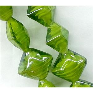 Plated Lampwork glass bead, square, approx 17x17mm [LWBCH68]