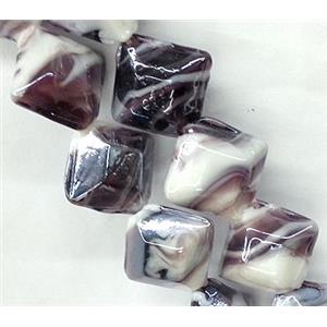 Plated Lampwork glass bead, square, approx 17x17mm [LWBCH70]